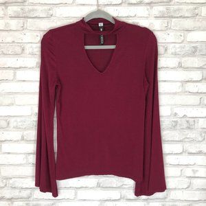 Design Lab Choker Neck Bell Sleeve Top